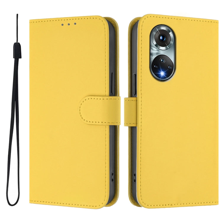 For Huawei nova 9 Skin Feel Solid Color Leather Phone Case with Lanyard