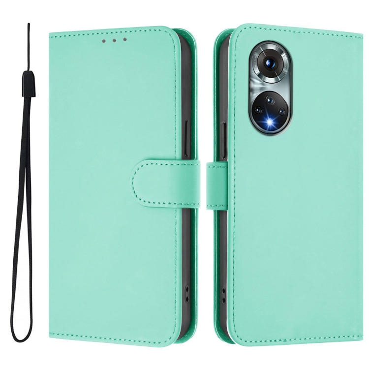 For Huawei nova 9 Skin Feel Solid Color Leather Phone Case with Lanyard