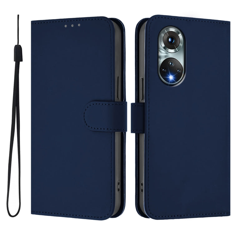 For Huawei nova 9 Skin Feel Solid Color Leather Phone Case with Lanyard