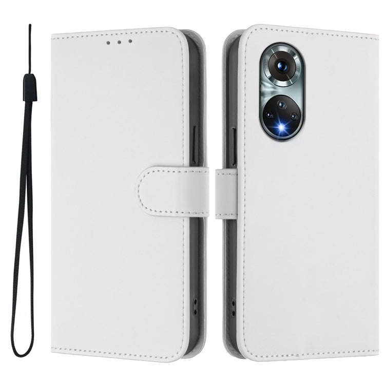 For Huawei nova 9 Skin Feel Solid Color Leather Phone Case with Lanyard
