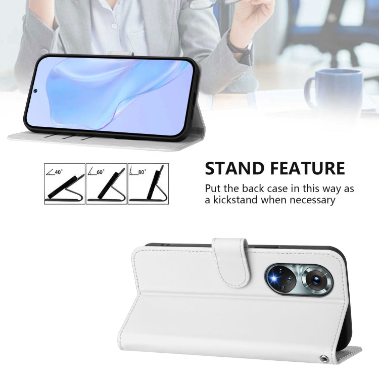 For Huawei nova 9 Skin Feel Solid Color Leather Phone Case with Lanyard