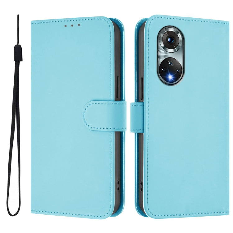 For Huawei nova 9 Skin Feel Solid Color Leather Phone Case with Lanyard