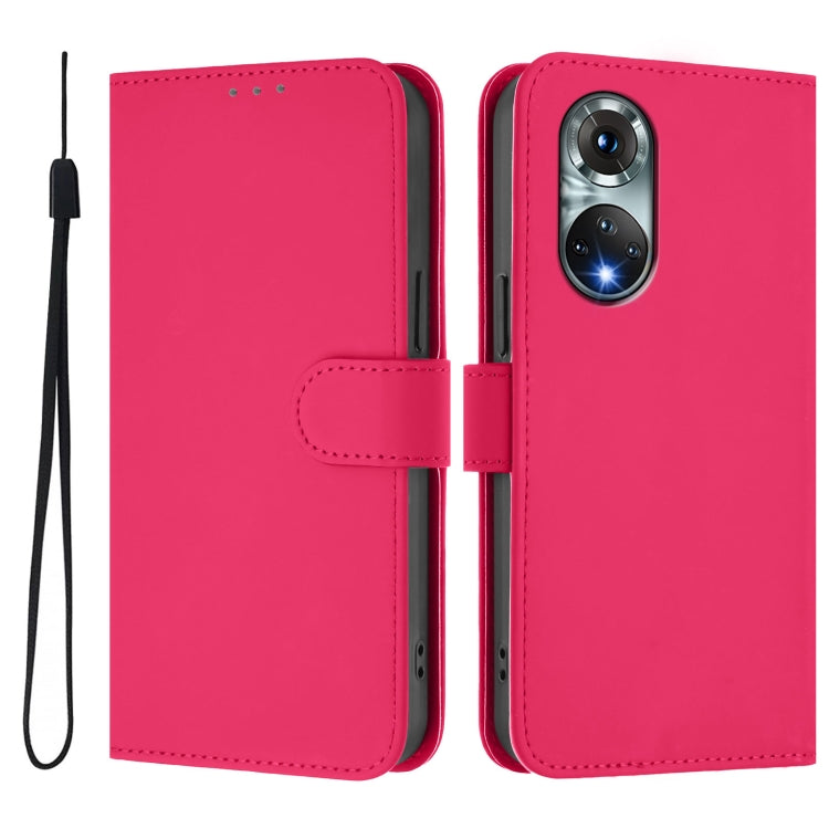 For Huawei nova 9 Skin Feel Solid Color Leather Phone Case with Lanyard