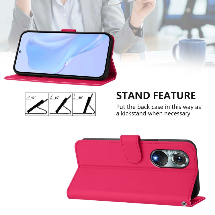For Huawei nova 9 Skin Feel Solid Color Leather Phone Case with Lanyard