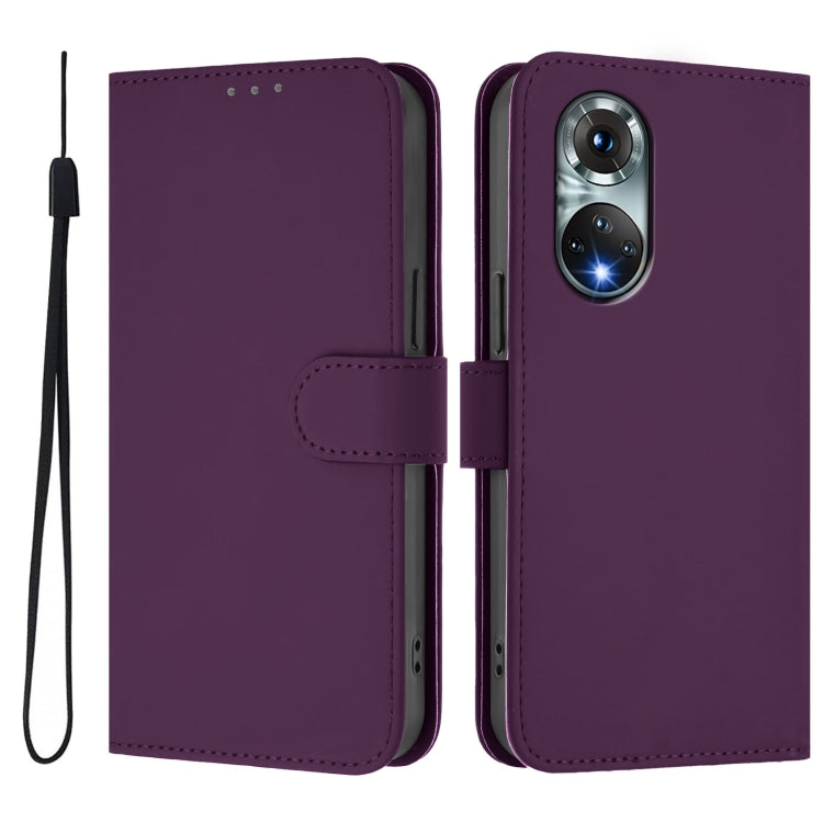 For Huawei nova 9 Skin Feel Solid Color Leather Phone Case with Lanyard