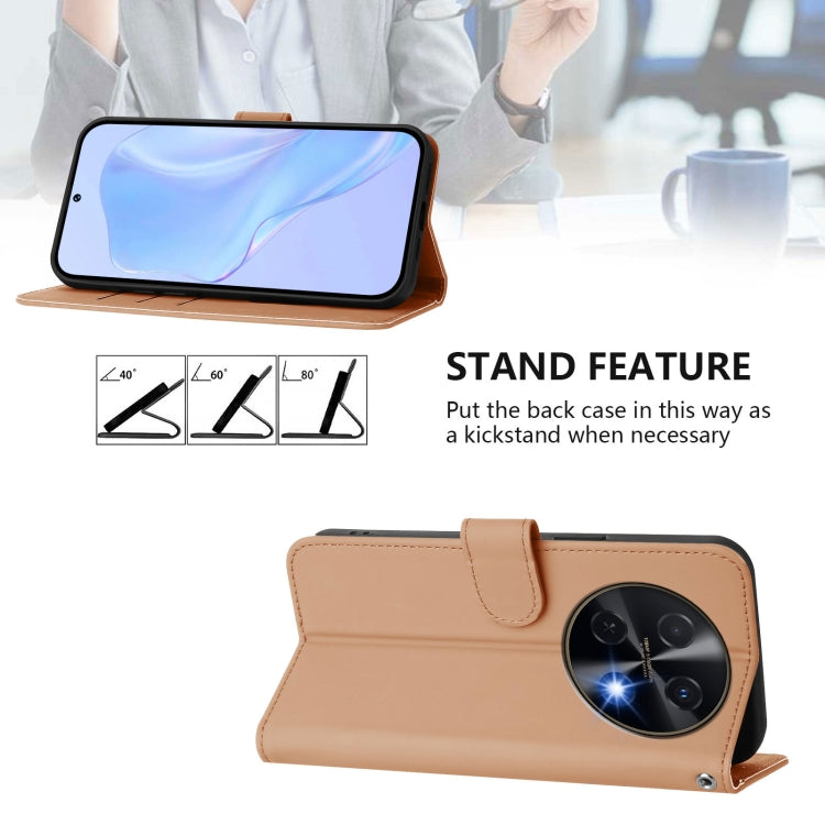 For Huawei nova 12i 4G Skin Feel Solid Color Leather Phone Case with Lanyard