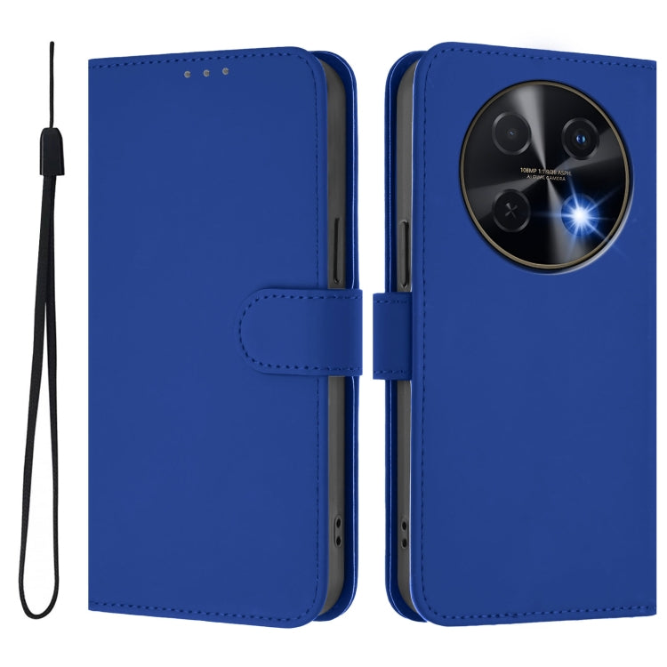 For Huawei nova 12i 4G Skin Feel Solid Color Leather Phone Case with Lanyard