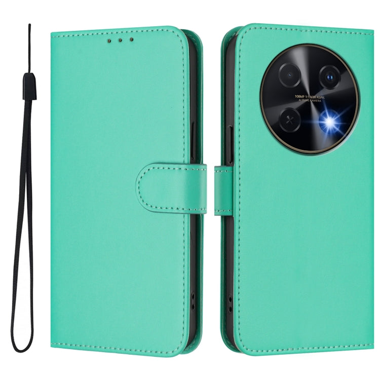 For Huawei nova 12i 4G Skin Feel Solid Color Leather Phone Case with Lanyard