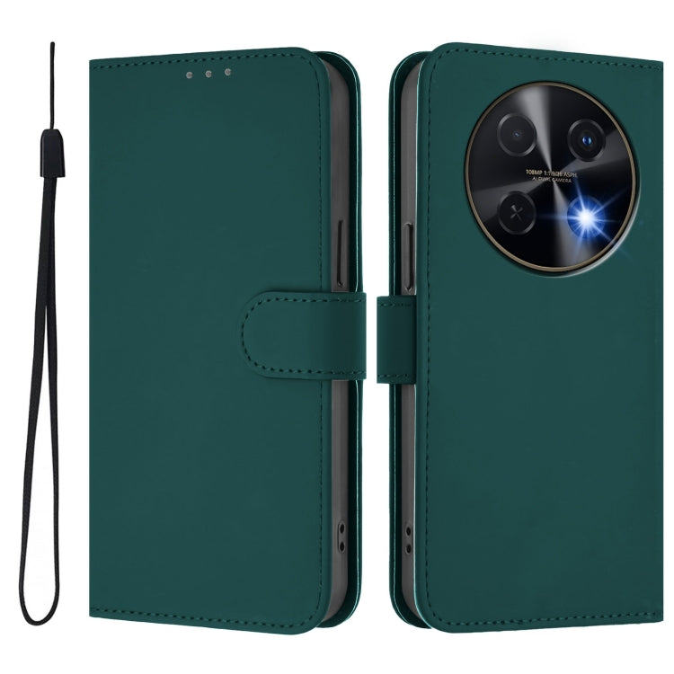 For Huawei nova 12i 4G Skin Feel Solid Color Leather Phone Case with Lanyard