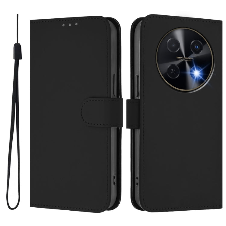 For Huawei nova 12i 4G Skin Feel Solid Color Leather Phone Case with Lanyard