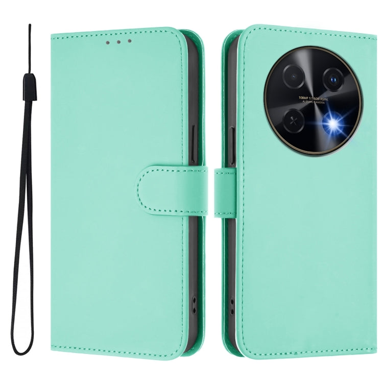 For Huawei nova 12i 4G Skin Feel Solid Color Leather Phone Case with Lanyard