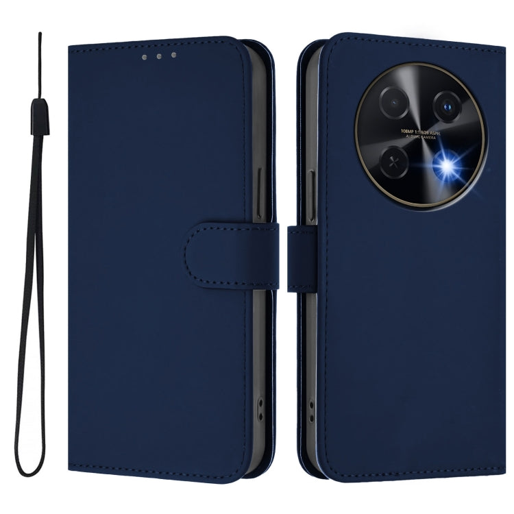 For Huawei nova 12i 4G Skin Feel Solid Color Leather Phone Case with Lanyard