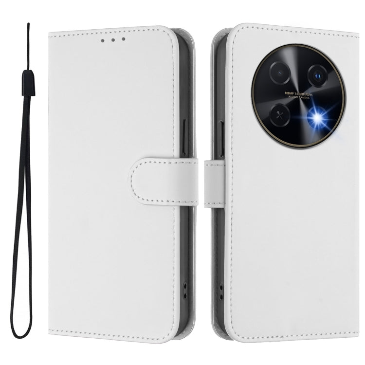 For Huawei nova 12i 4G Skin Feel Solid Color Leather Phone Case with Lanyard