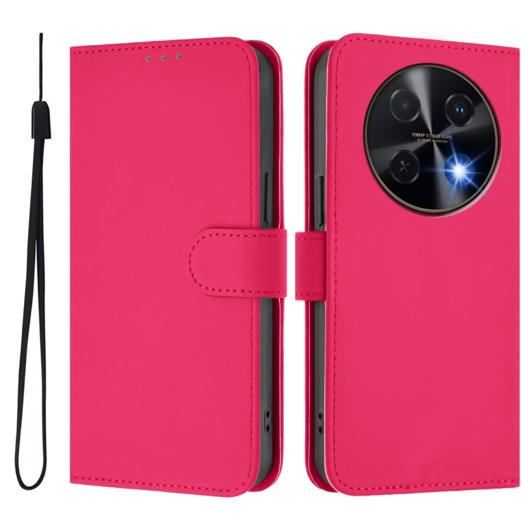 For Huawei nova 12i 4G Skin Feel Solid Color Leather Phone Case with Lanyard