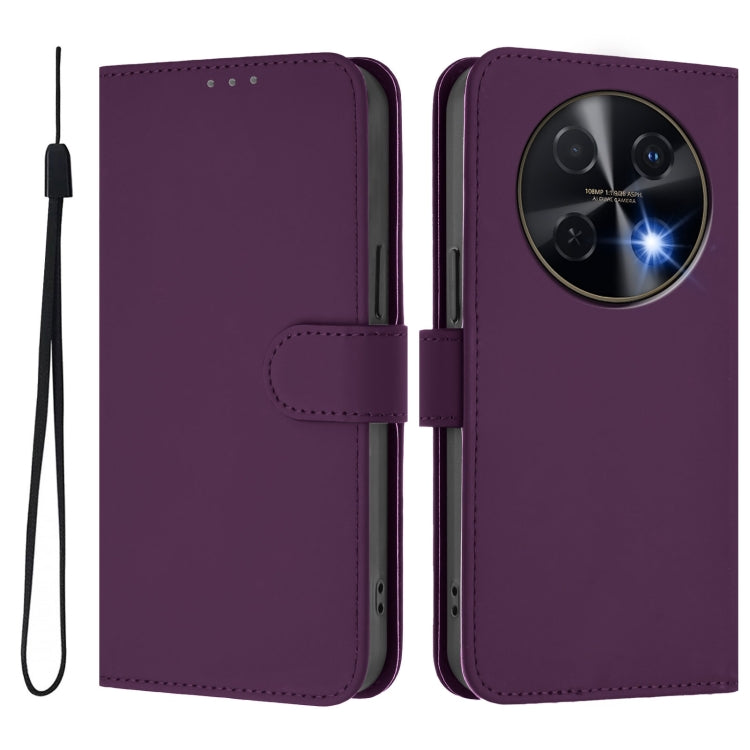 For Huawei nova 12i 4G Skin Feel Solid Color Leather Phone Case with Lanyard