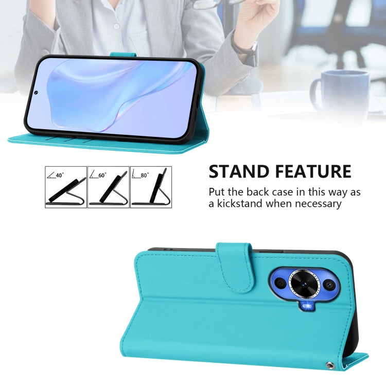 For Huawei nova 12s 4G Skin Feel Solid Color Leather Phone Case with Lanyard