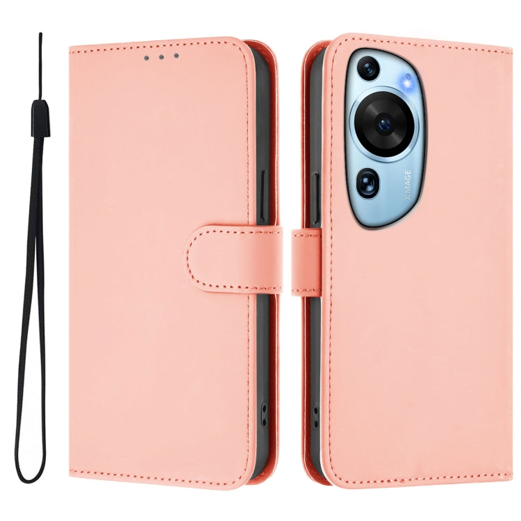 For Huawei P60 Art Skin Feel Solid Color Leather Phone Case with Lanyard