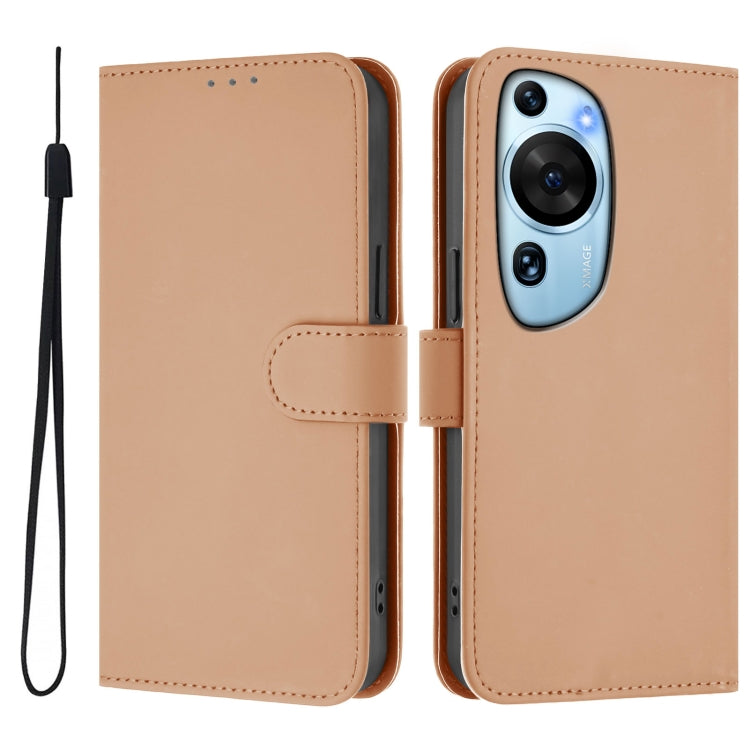 For Huawei P60 Art Skin Feel Solid Color Leather Phone Case with Lanyard