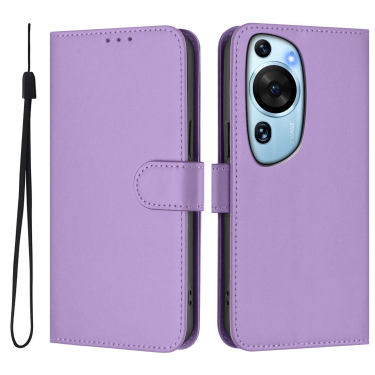 For Huawei P60 Art Skin Feel Solid Color Leather Phone Case with Lanyard