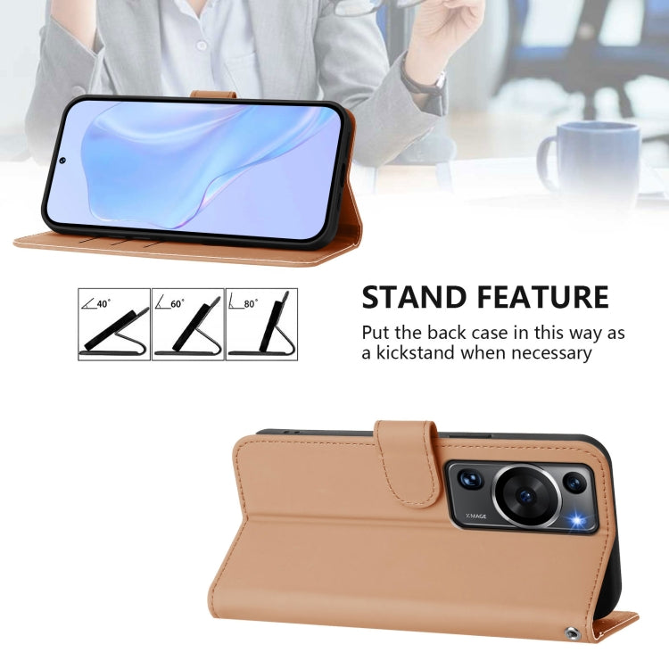 For Huawei P60 / P60 Pro Skin Feel Solid Color Leather Phone Case with Lanyard