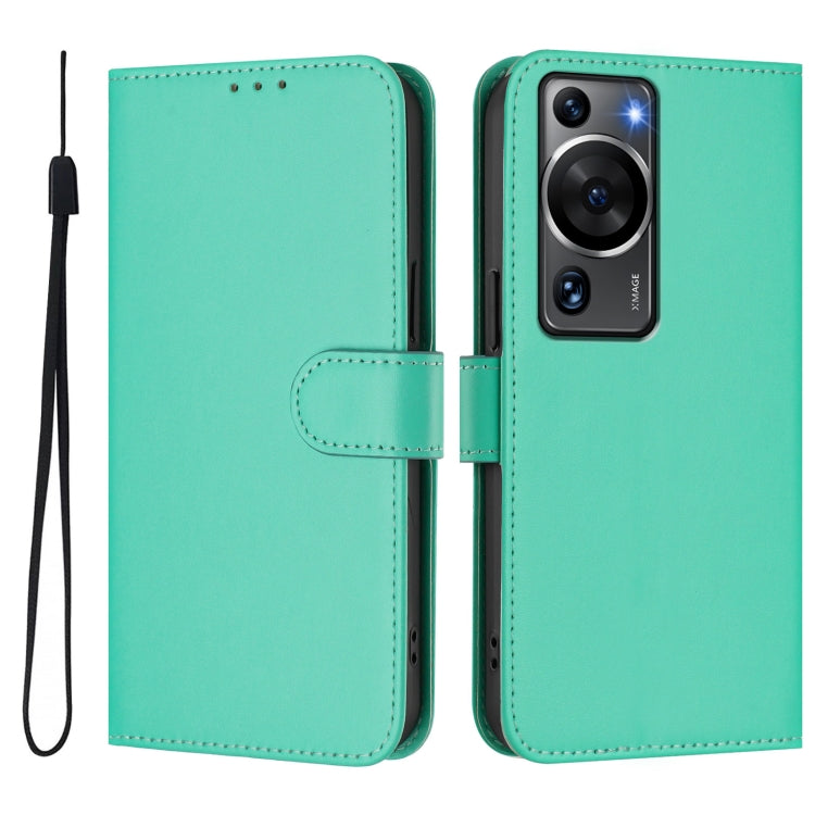 For Huawei P60 / P60 Pro Skin Feel Solid Color Leather Phone Case with Lanyard