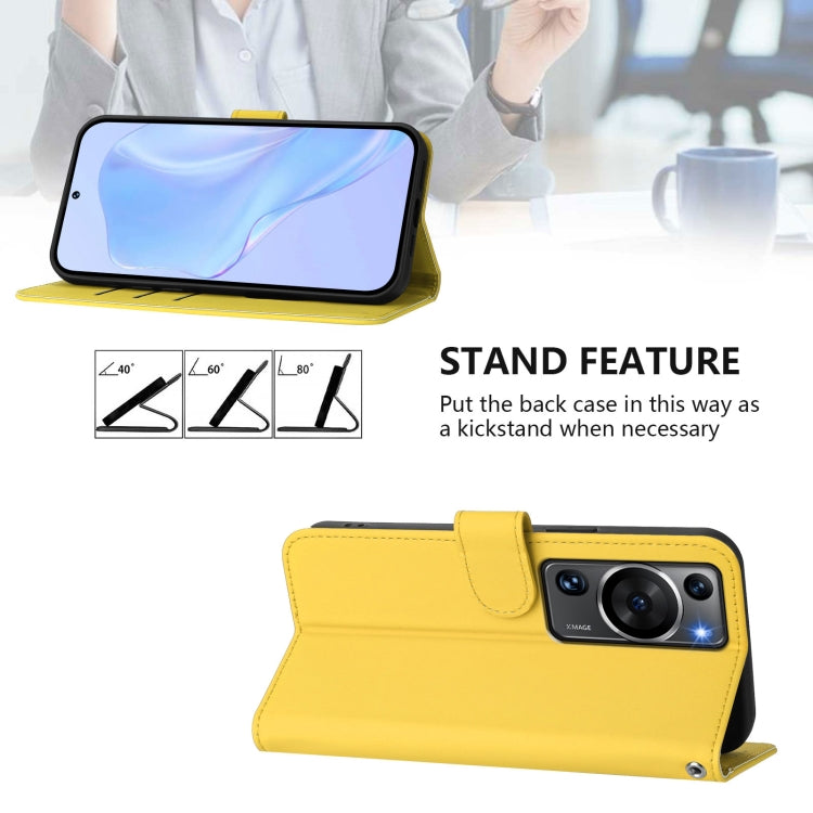 For Huawei P60 / P60 Pro Skin Feel Solid Color Leather Phone Case with Lanyard