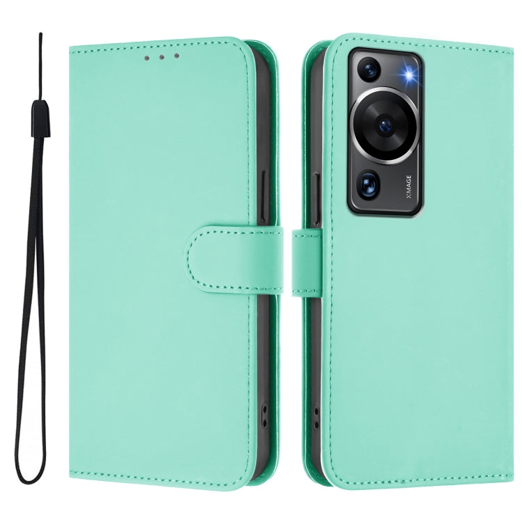 For Huawei P60 / P60 Pro Skin Feel Solid Color Leather Phone Case with Lanyard