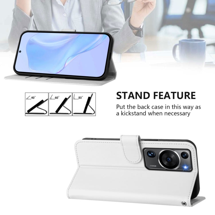 For Huawei P60 / P60 Pro Skin Feel Solid Color Leather Phone Case with Lanyard