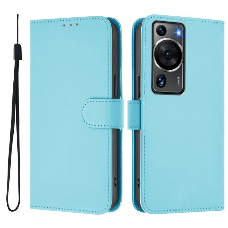 For Huawei P60 / P60 Pro Skin Feel Solid Color Leather Phone Case with Lanyard