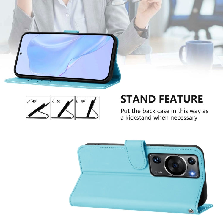 For Huawei P60 / P60 Pro Skin Feel Solid Color Leather Phone Case with Lanyard
