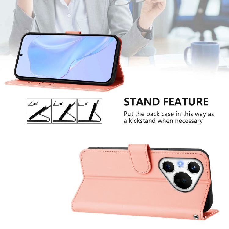 For Huawei Pura 70 Skin Feel Solid Color Leather Phone Case with Lanyard