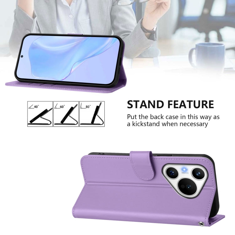 For Huawei Pura 70 Skin Feel Solid Color Leather Phone Case with Lanyard