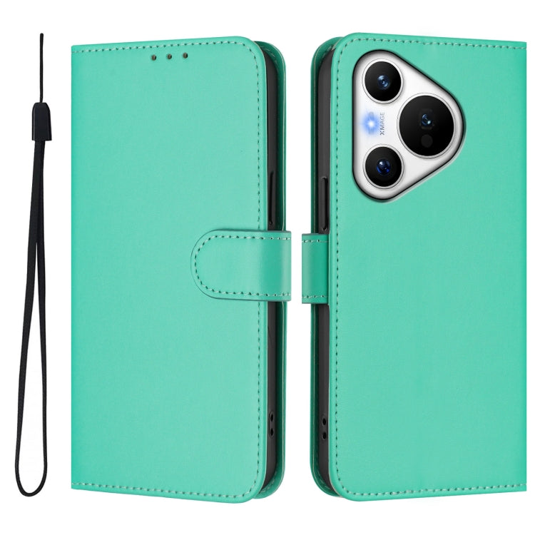 For Huawei Pura 70 Skin Feel Solid Color Leather Phone Case with Lanyard