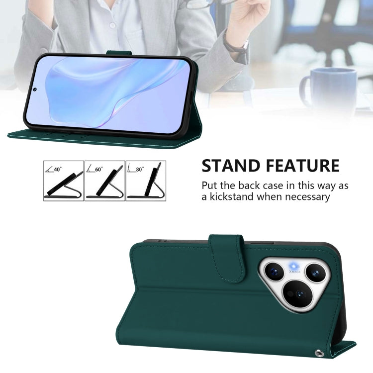 For Huawei Pura 70 Skin Feel Solid Color Leather Phone Case with Lanyard