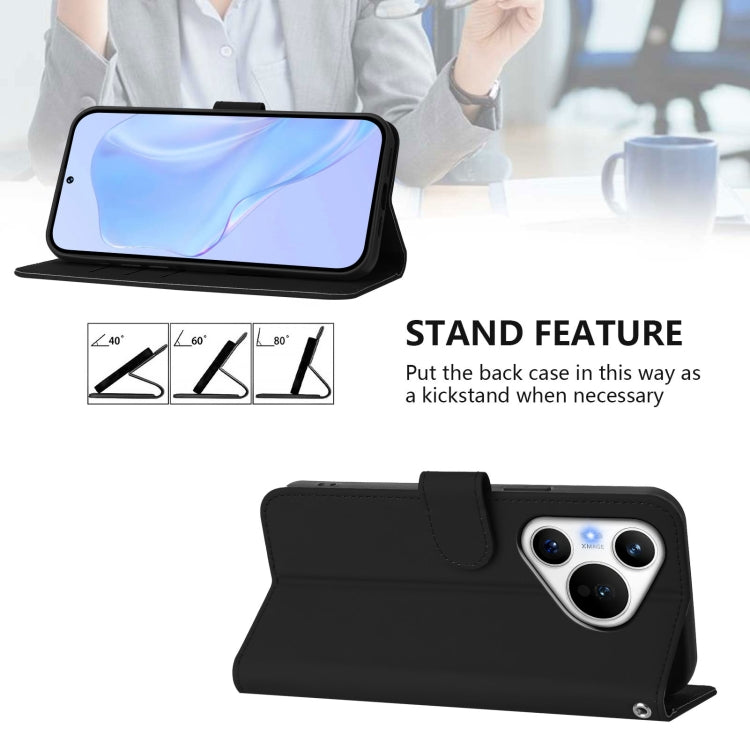For Huawei Pura 70 Skin Feel Solid Color Leather Phone Case with Lanyard