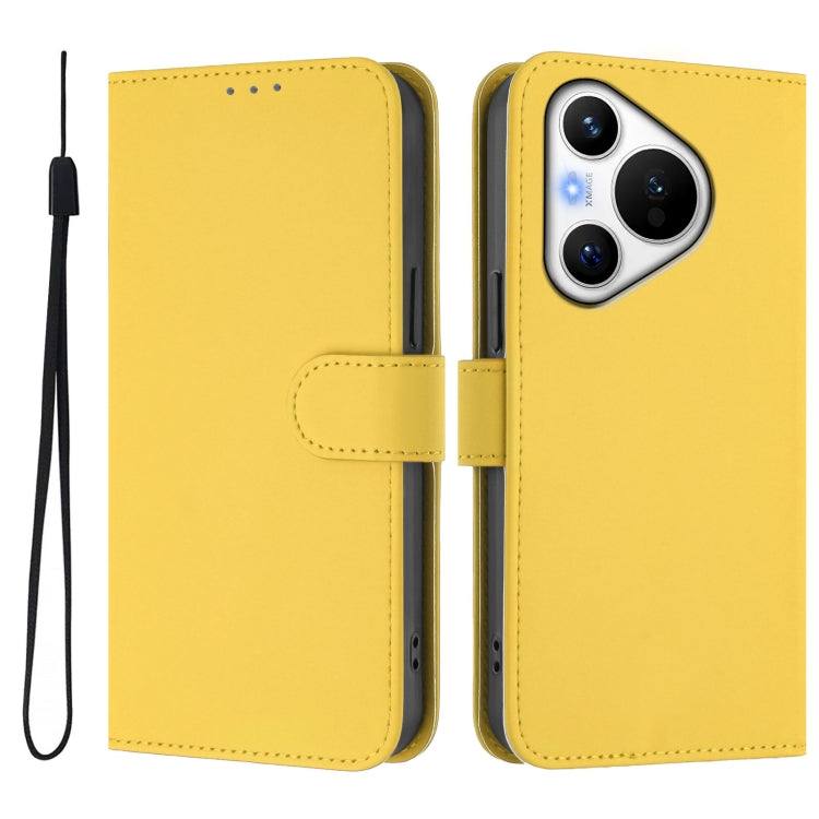 For Huawei Pura 70 Skin Feel Solid Color Leather Phone Case with Lanyard