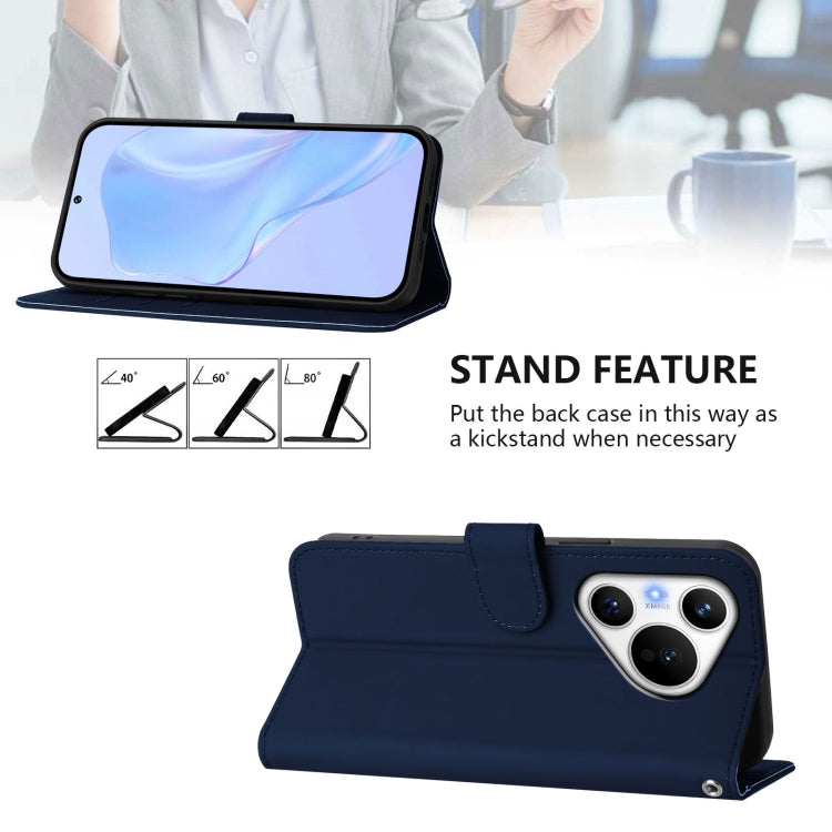 For Huawei Pura 70 Skin Feel Solid Color Leather Phone Case with Lanyard