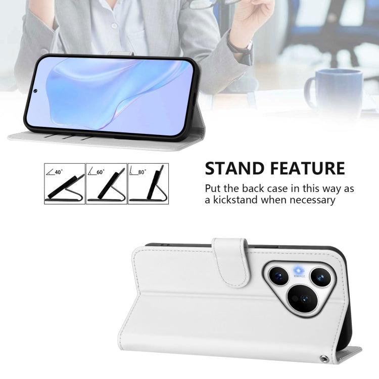 For Huawei Pura 70 Skin Feel Solid Color Leather Phone Case with Lanyard
