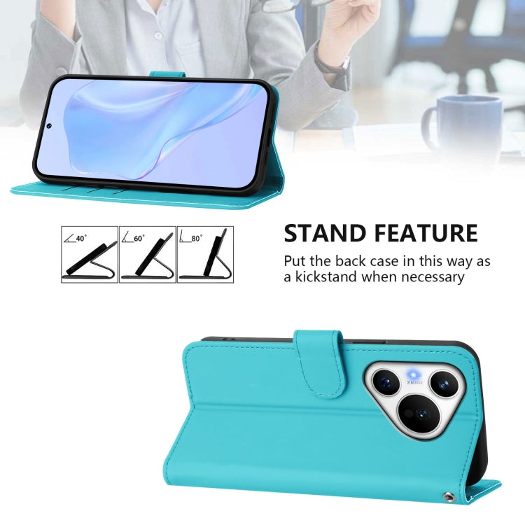 For Huawei Pura 70 Skin Feel Solid Color Leather Phone Case with Lanyard