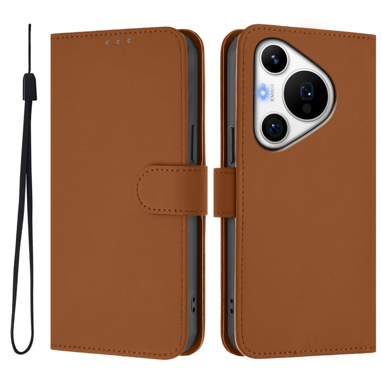 For Huawei Pura 70 Pro / 70 Pro+ Skin Feel Solid Color Leather Phone Case with Lanyard