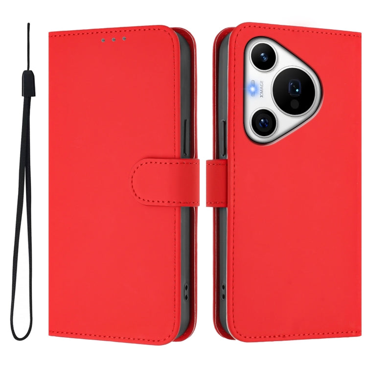 For Huawei Pura 70 Pro / 70 Pro+ Skin Feel Solid Color Leather Phone Case with Lanyard