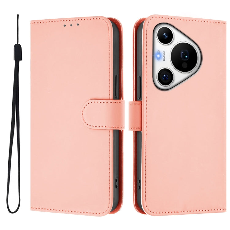 For Huawei Pura 70 Pro / 70 Pro+ Skin Feel Solid Color Leather Phone Case with Lanyard