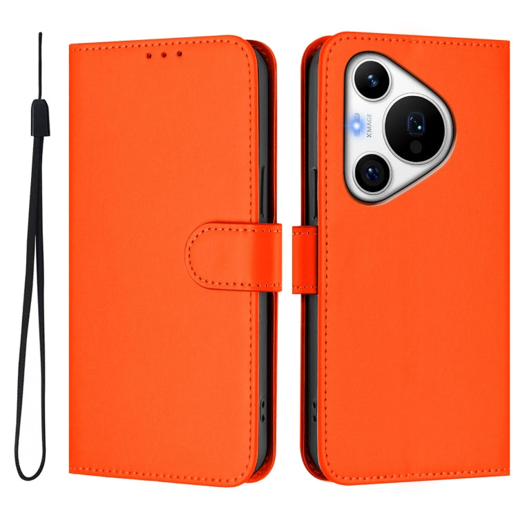 For Huawei Pura 70 Pro / 70 Pro+ Skin Feel Solid Color Leather Phone Case with Lanyard