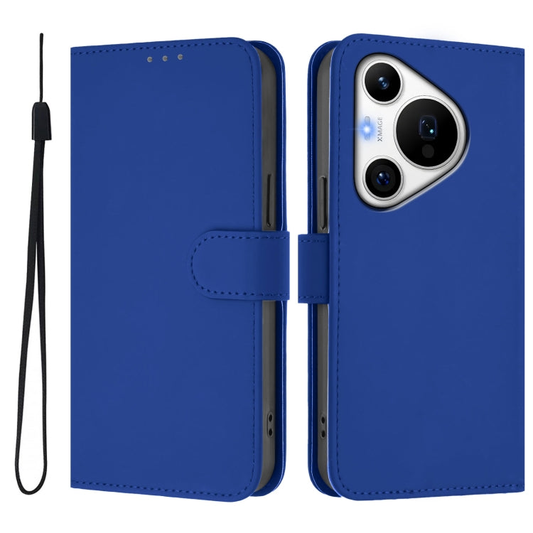 For Huawei Pura 70 Pro / 70 Pro+ Skin Feel Solid Color Leather Phone Case with Lanyard