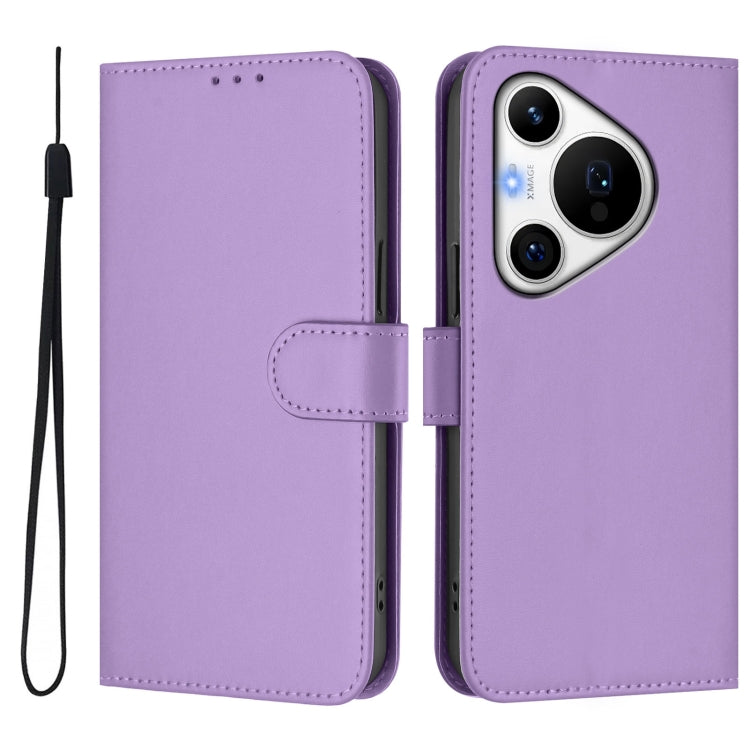 For Huawei Pura 70 Pro / 70 Pro+ Skin Feel Solid Color Leather Phone Case with Lanyard