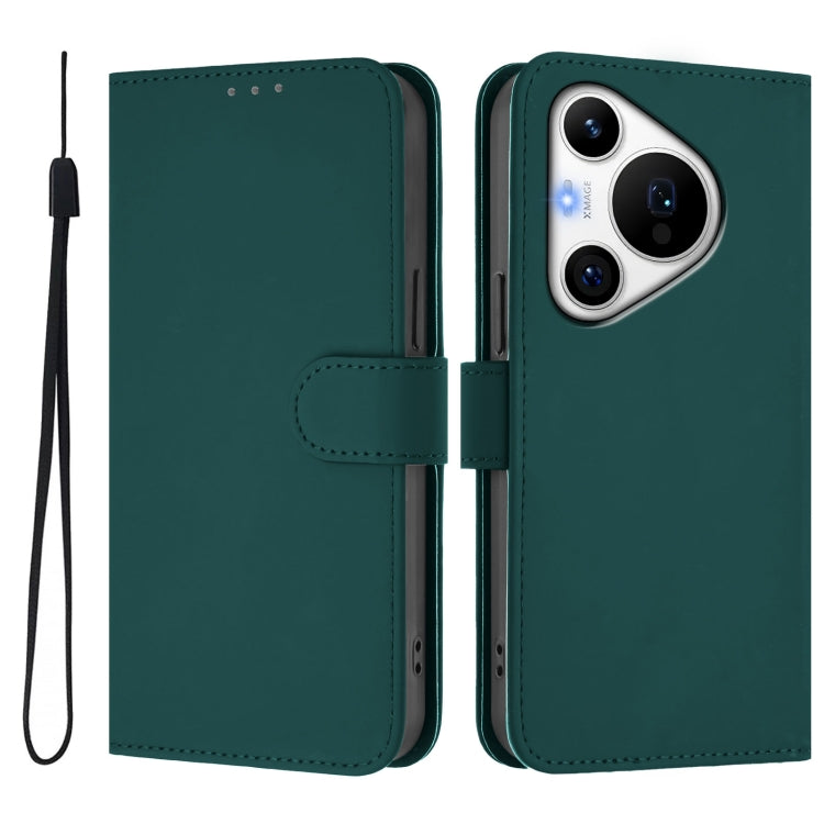 For Huawei Pura 70 Pro / 70 Pro+ Skin Feel Solid Color Leather Phone Case with Lanyard