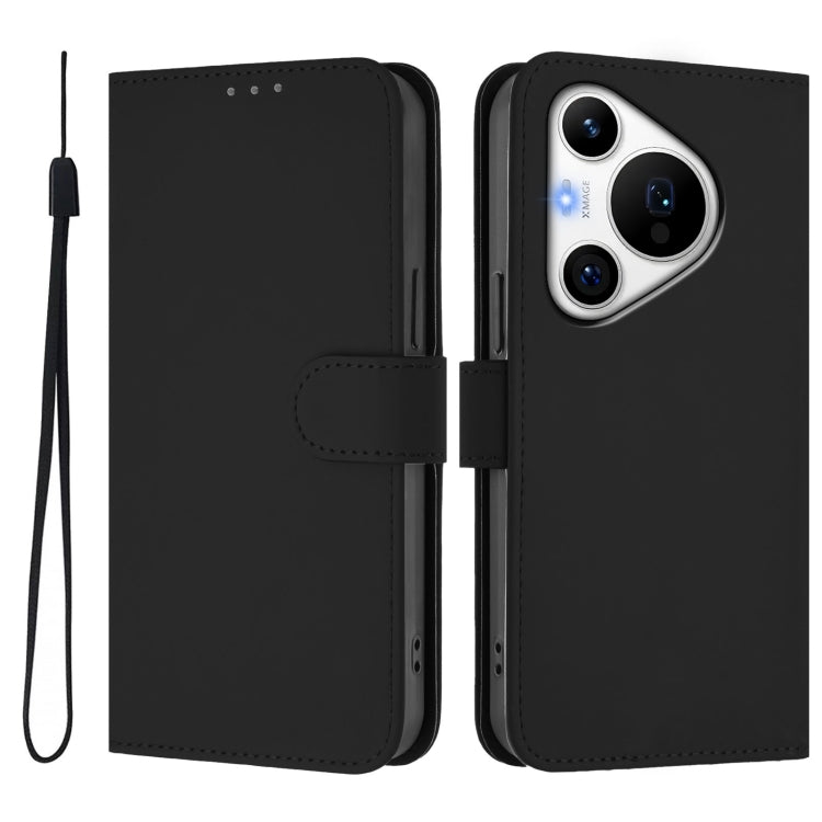 For Huawei Pura 70 Pro / 70 Pro+ Skin Feel Solid Color Leather Phone Case with Lanyard