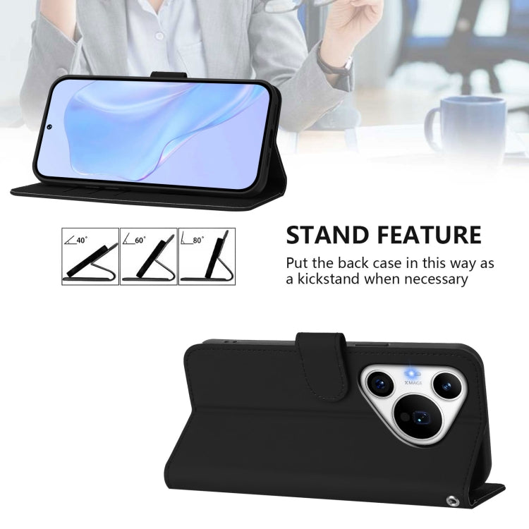 For Huawei Pura 70 Pro / 70 Pro+ Skin Feel Solid Color Leather Phone Case with Lanyard
