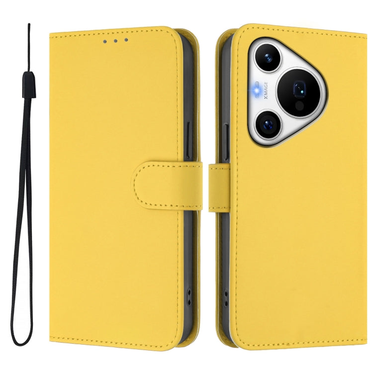 For Huawei Pura 70 Pro / 70 Pro+ Skin Feel Solid Color Leather Phone Case with Lanyard