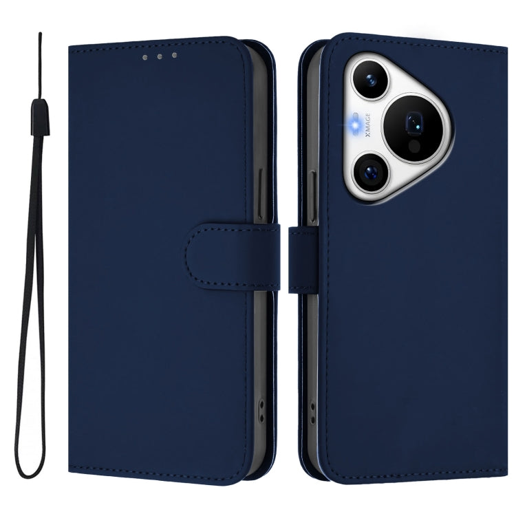 For Huawei Pura 70 Pro / 70 Pro+ Skin Feel Solid Color Leather Phone Case with Lanyard